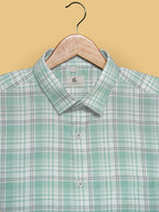 Mint Green Plaid 100% Cotton Slub Dobby Shirt
