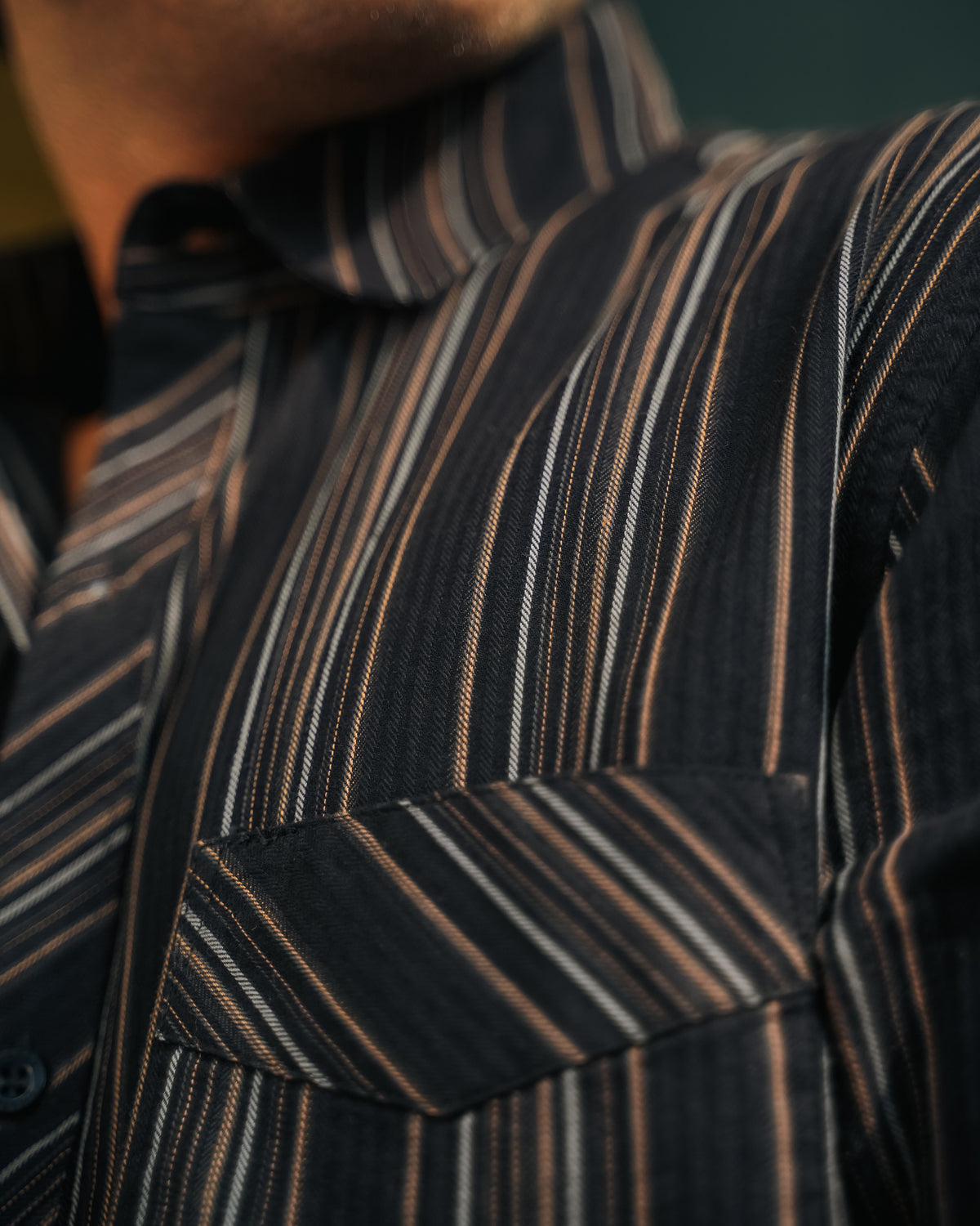 Dark Brown Striped 100% Cotton Slub Shirt