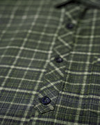 Charcoal Green Dobby Check Linen Plus Cotton Shirt