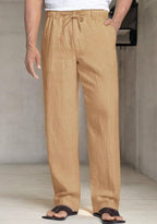 Pack of 2 Cream , Green Linen Regular Fit Pant-49378