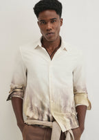 Cream Green Gradient Printed Shirt