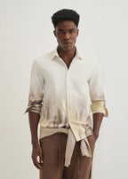 Cream Green Gradient Printed Shirt
