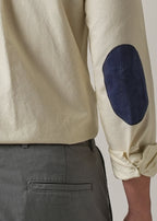 Cream Plain Elbow Patch Oxford Shirt