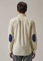 Cream Plain Elbow Patch Oxford Shirt