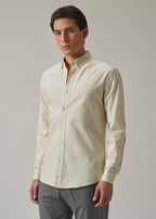 Cream Plain Elbow Patch Oxford Shirt