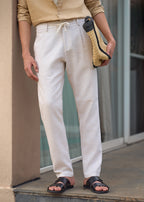 Beige Blended Linen Pant