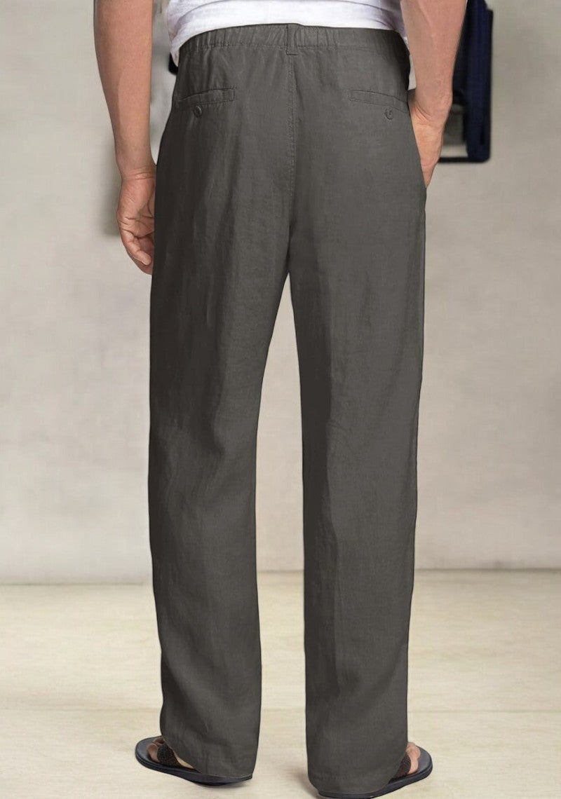 Pack of 2 Dark Gray , black and white stripe  Linen Regular Fit Pant