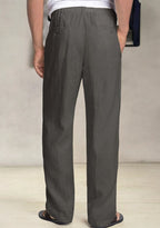 Pack of 2 Dark Gray , black and white stripe  Linen Regular Fit Pant