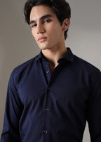 Dark Blue Plain Wrinkle Free Shirt