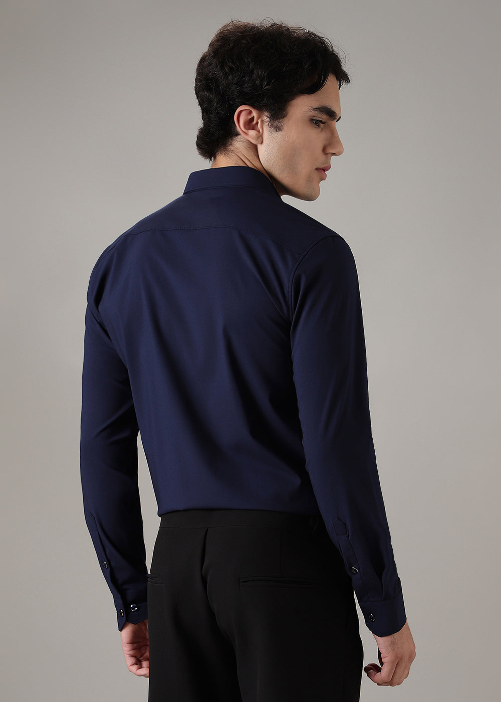 Dark Blue Plain Wrinkle Free Shirt