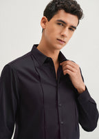 Dark Purple Front Panel Open Pleat shirt