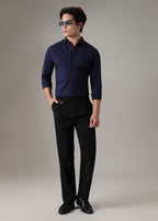 Dark Blue Plain Wrinkle Free Shirt