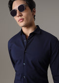 Dark Blue Plain Wrinkle Free Shirt
