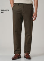 Dark Olive Linen Relaxed Fit Trouser