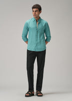 Drawstring Black Linen Pant