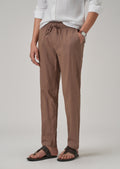 Drawstring Brown Linen Pant