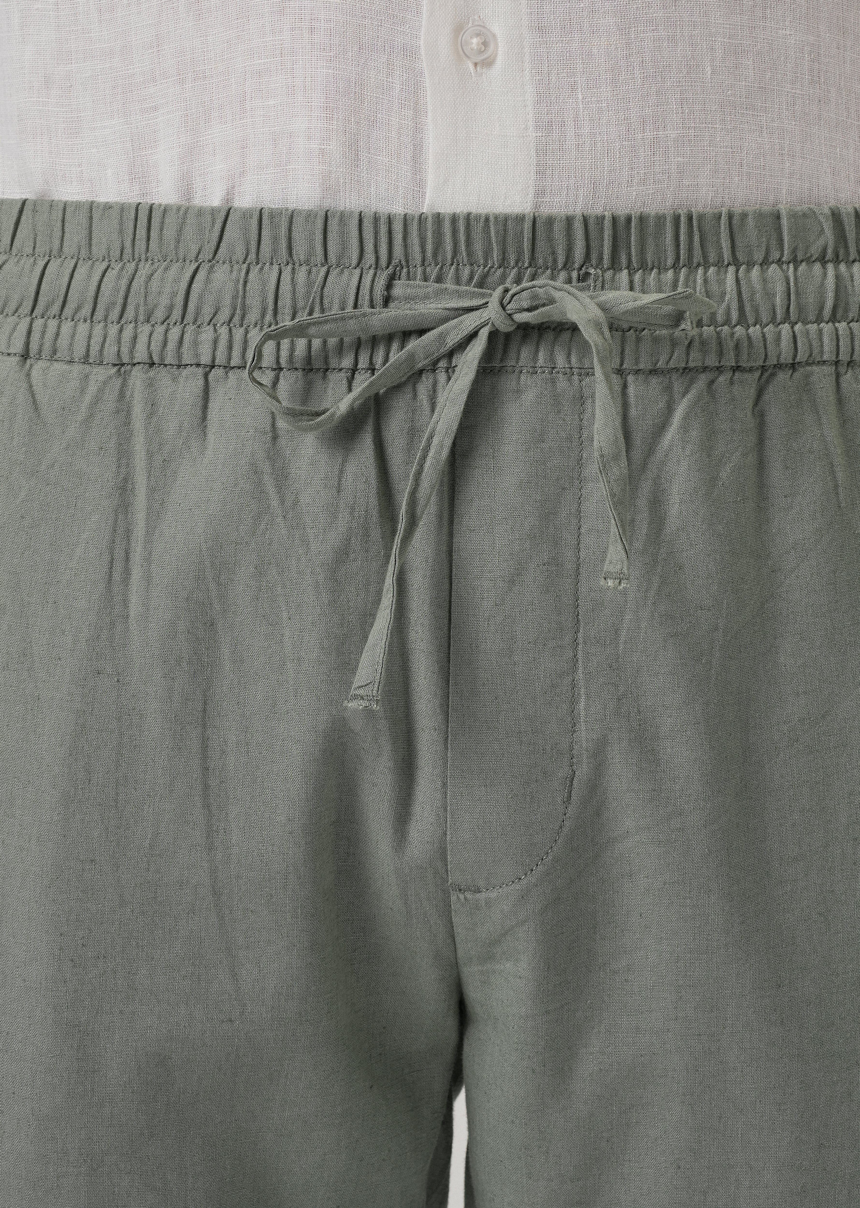 Drawstring Olive Grey Linen Pant