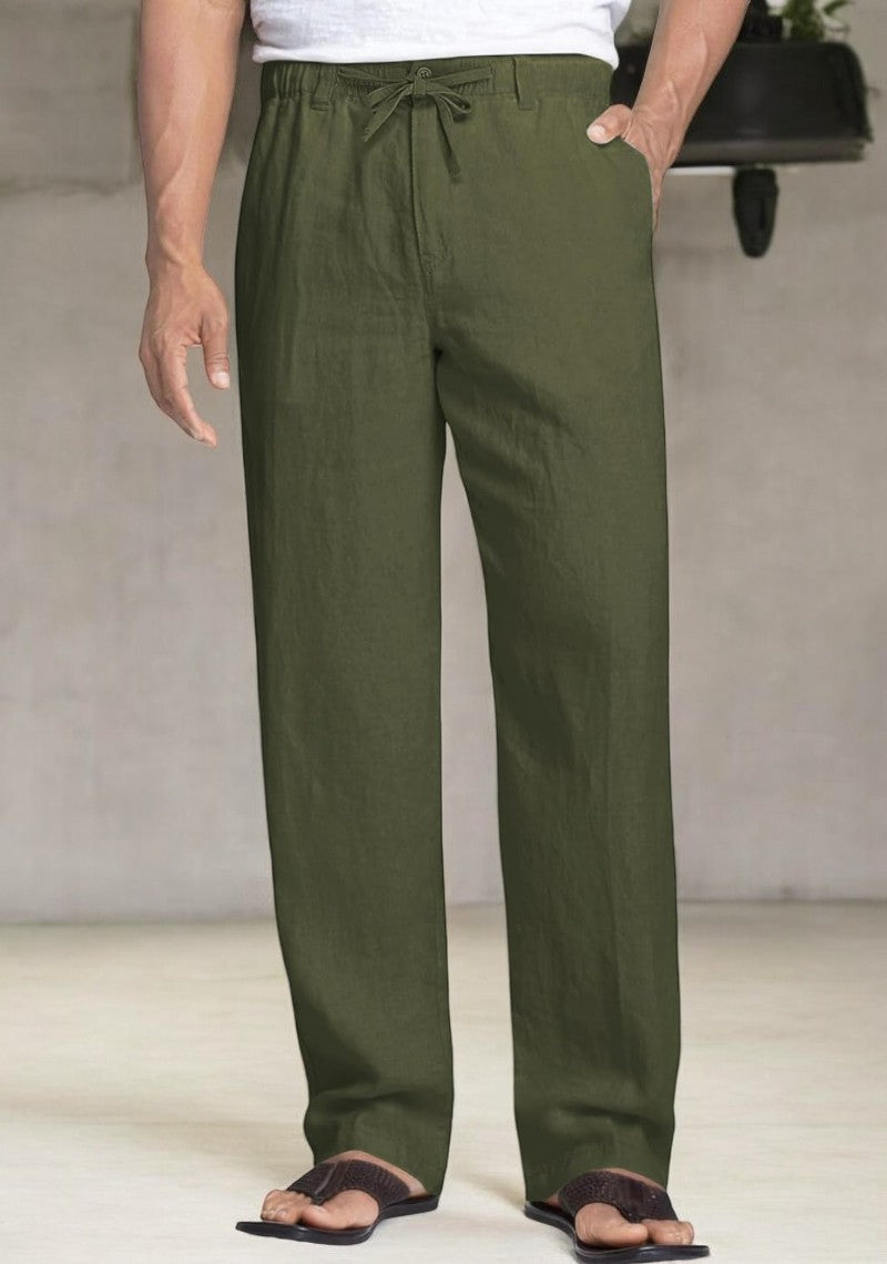 Pack of 2 Green , Gray Linen Regular Fit Pant