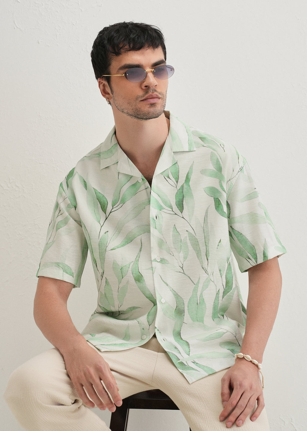 Green Soft Stroke Printed Shirt