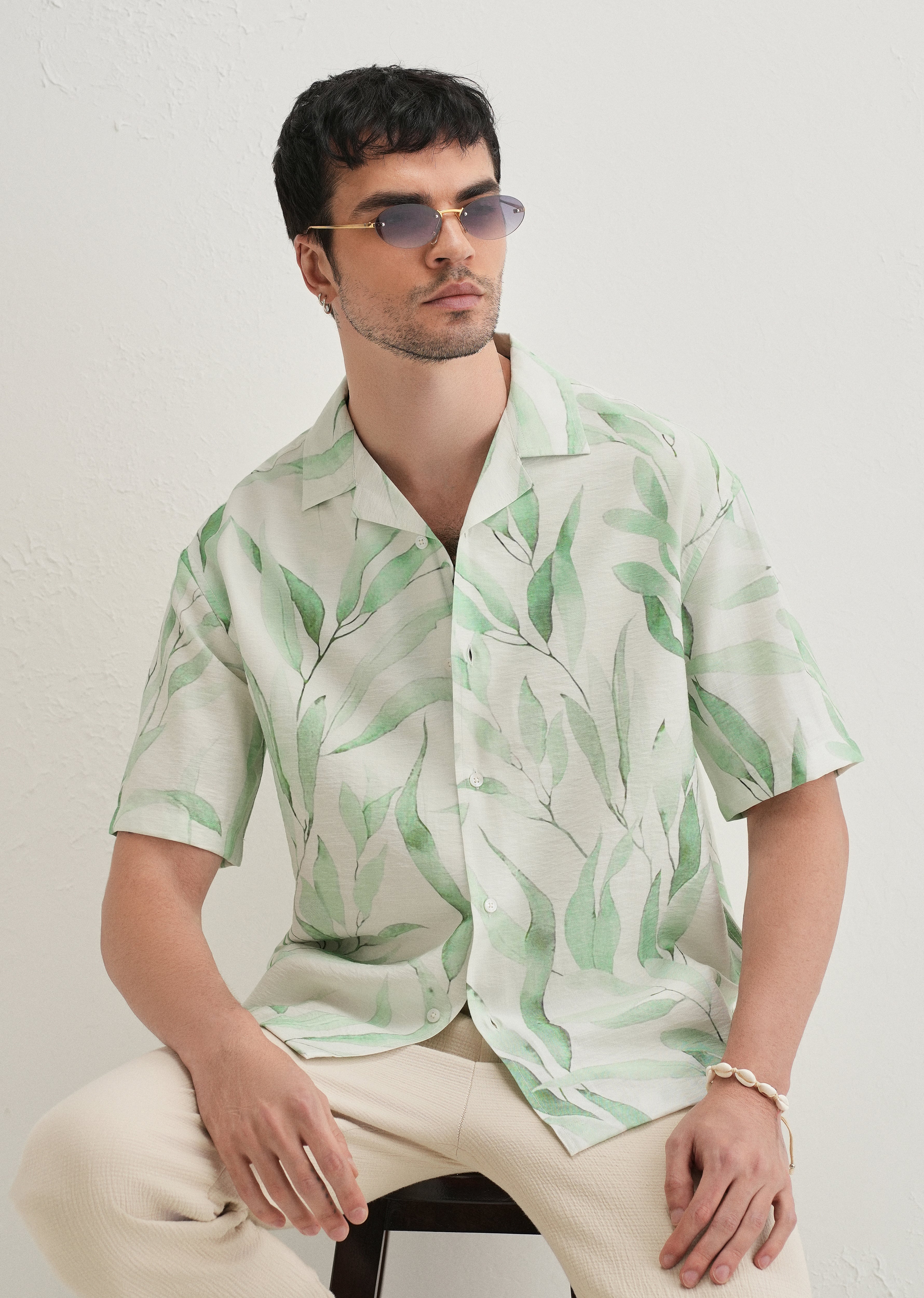 Green Soft Stroke Printed Shirt