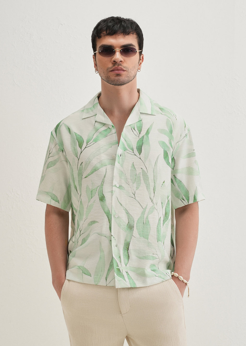 Green Soft Stroke Printed Shirt