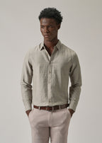 Grey Crushed Self Stripe Shirt