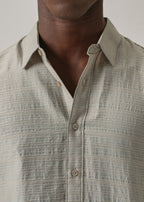 Grey Crushed Self Stripe Shirt