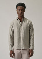 Grey Crushed Self Stripe Shirt