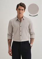 Grey Self Striped Plain Shirt