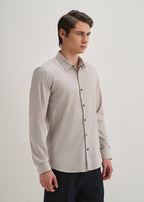 Grey Self Striped Plain Shirt