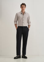Grey Self Striped Plain Shirt