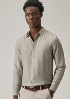 Grey Crushed Self Stripe Shirt