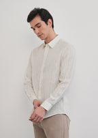 100% Linen Ivory Stripe Shirt