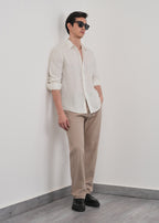 100% Linen Ivory Stripe Shirt