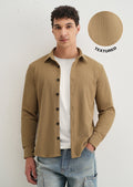 Khaki Grid Textured Knit Shirt
