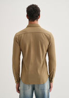 Khaki Grid Textured Knit Shirt