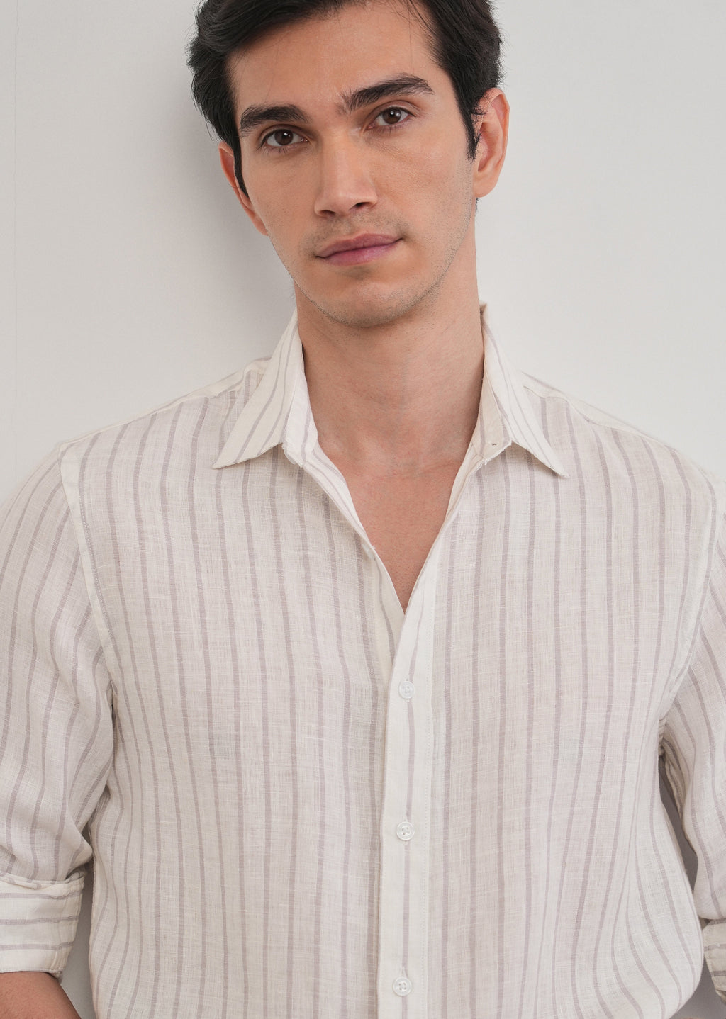 100% Linen Lavender Stripe Shirt