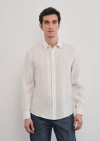 100% Linen Lavender Stripe Shirt