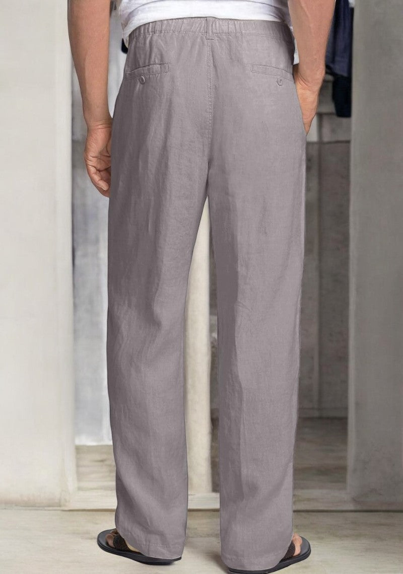 Pack of 2 Beige and Gray  Linen Regular Fit Pant