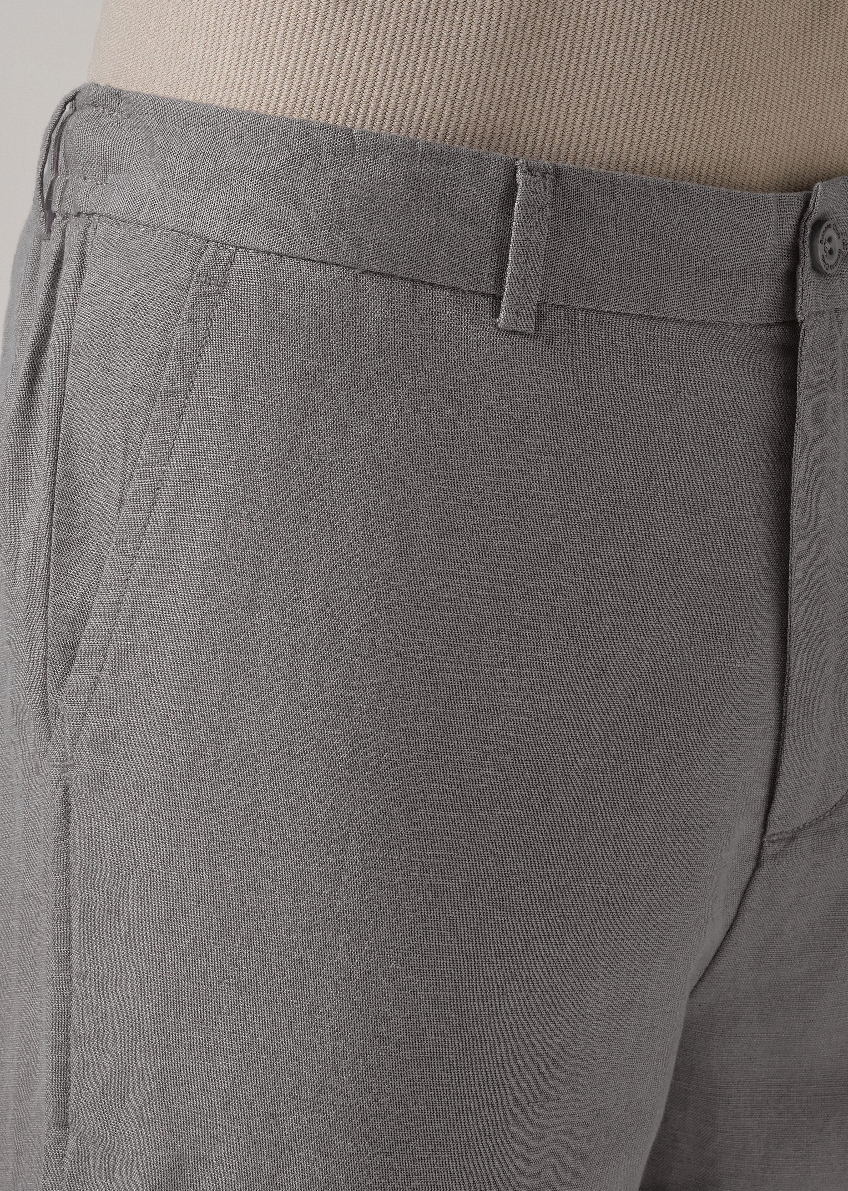 Light Grey Linen Relaxed Fit Trouser