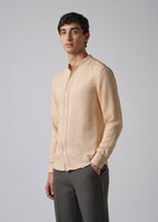 Light Tan Plain Mandarin Collar Shirt