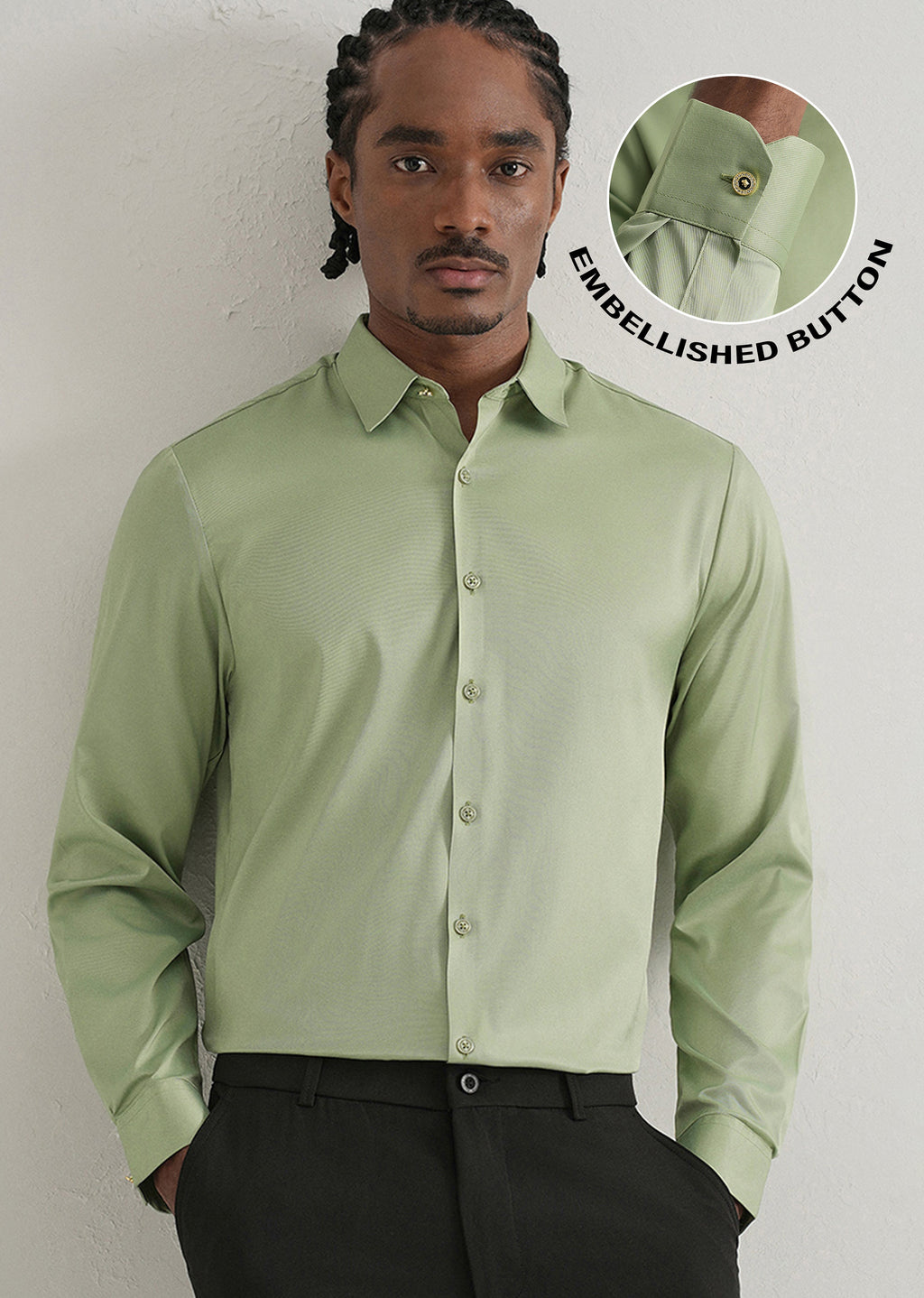 Light Green Plain Stitchless Placket Shirt
