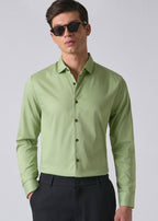 Light Green Cotton Stretch Plain Shirt