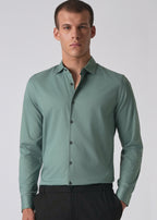 Light Sea Green Cotton Stretch Plain Shirt