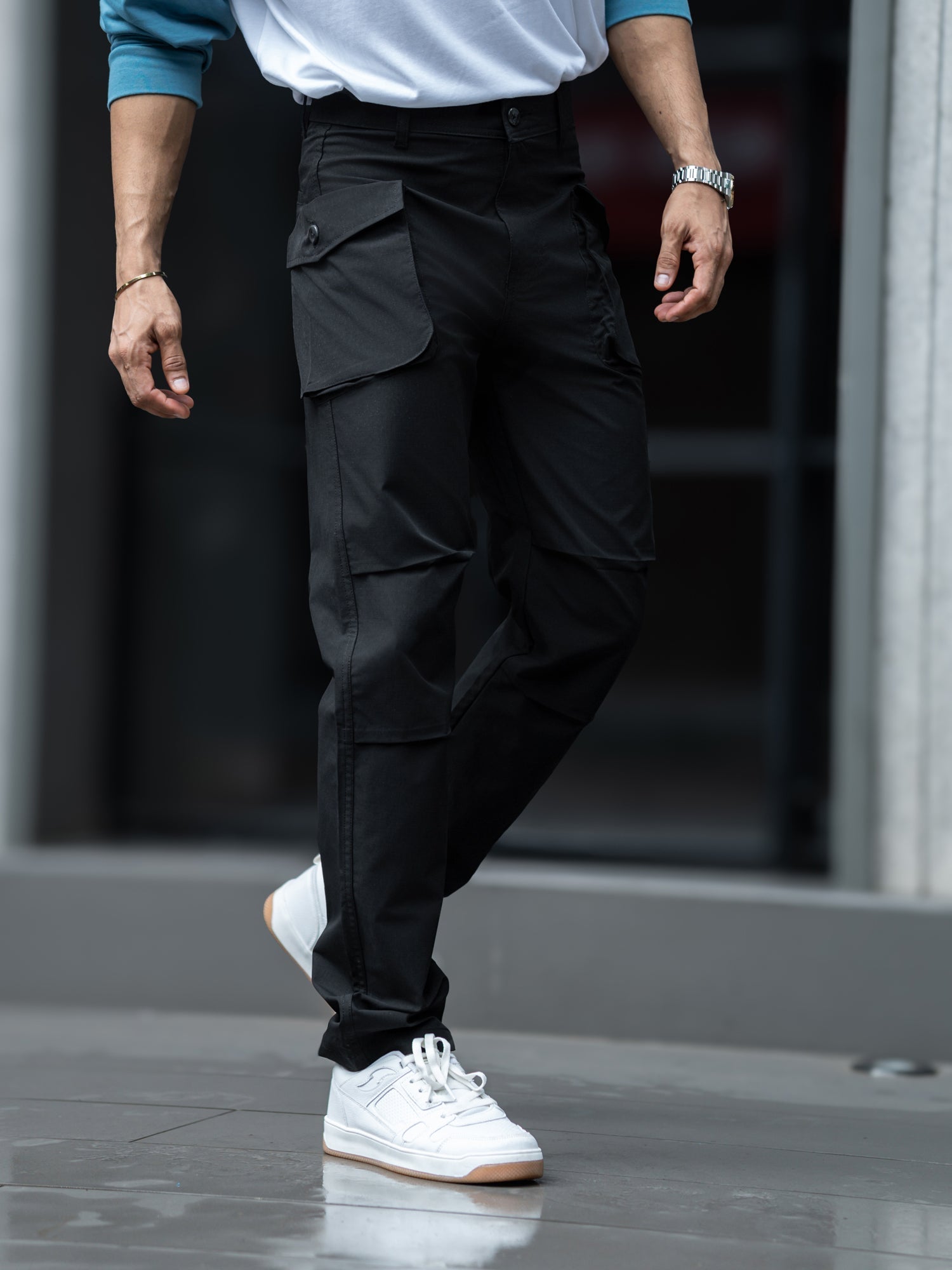 Submarine Flap Pocket Black Cargo Pant
