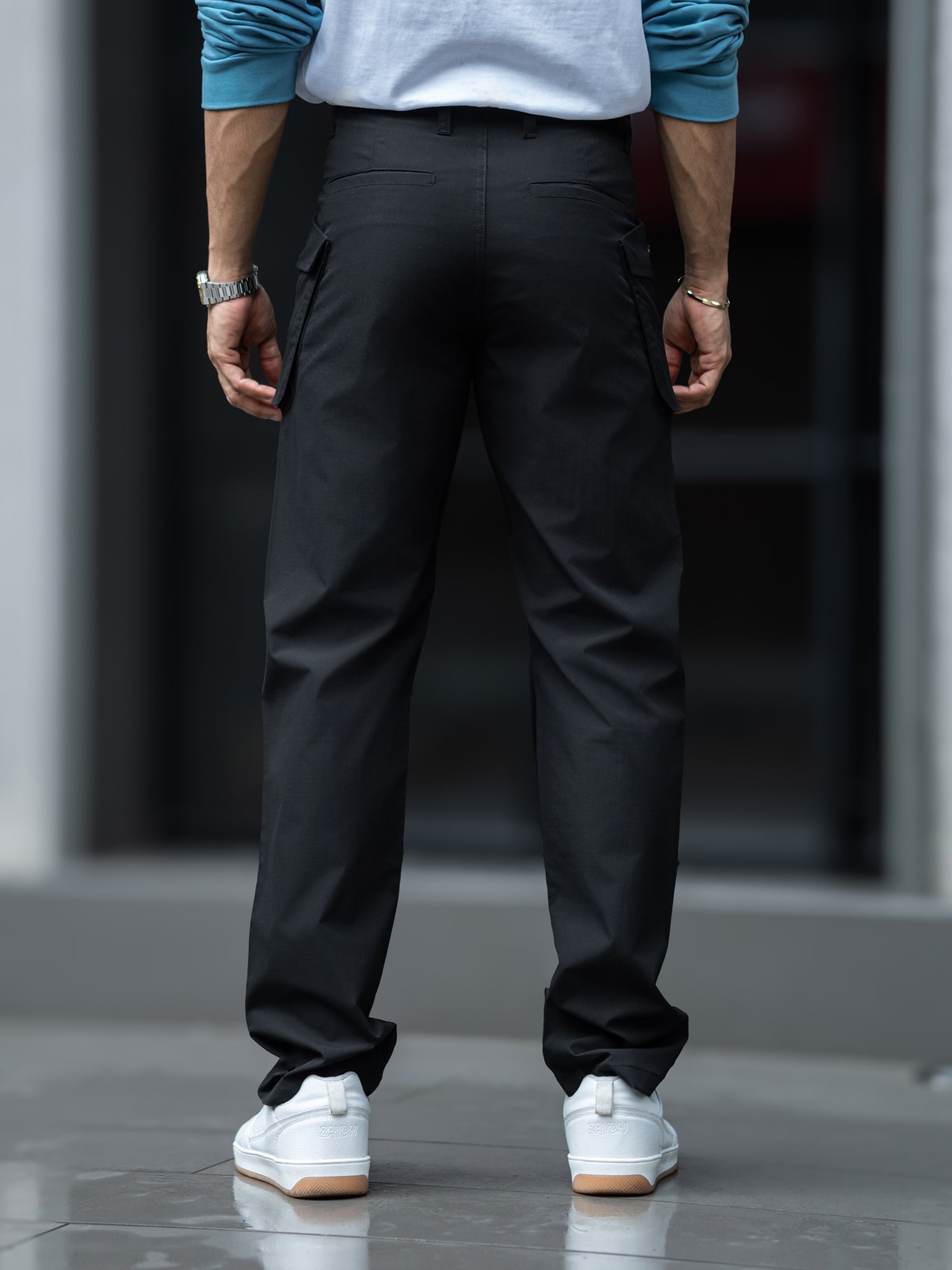 Submarine Flap Pocket Black Cargo Pant