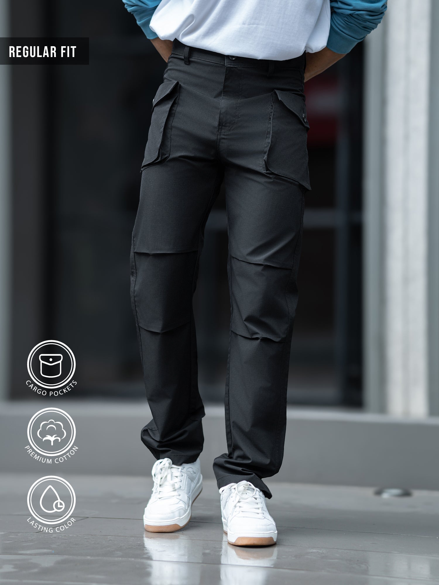 Submarine Flap Pocket Black Cargo Pant