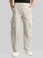 Grey Cross-Pocket Baggy Fit Cargo