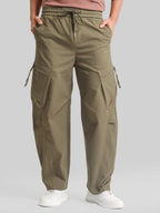 Green Cross-Pocket Baggy Fit Cargo