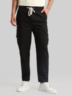 Embossed Flap Pocket Black Cargo